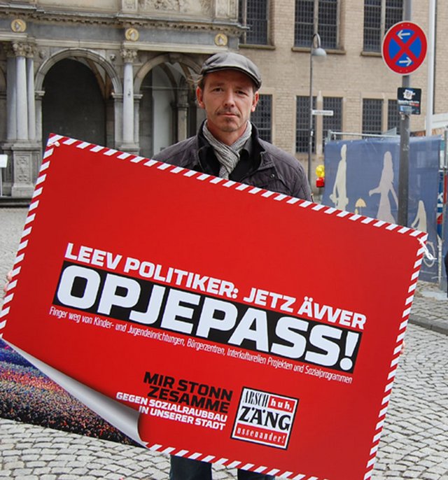 Plakataktion gegen Kölner Haushaltskürzungen