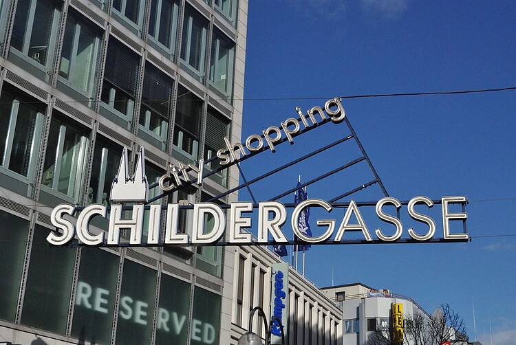 Schildergassenschild am Eingang