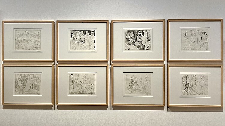 Acht Bilder der Ausstellung gerahmt nebeneinander