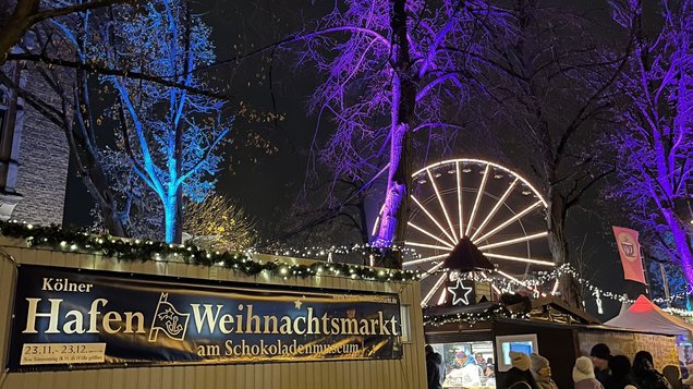Beleuchtete Bäume und Riesenrad